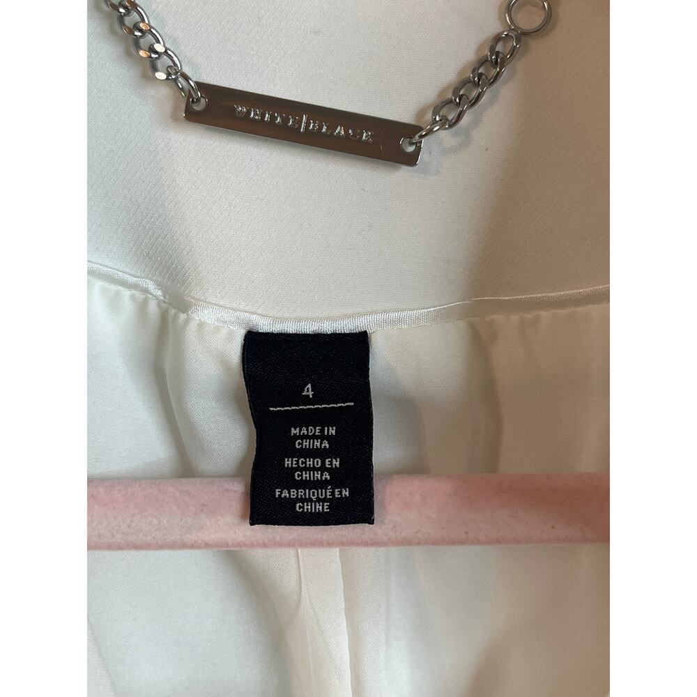 White House Black Market Sleeveless Double-Breasted Belted Topper, Ecru,Size 4 - Picture 6 of 12